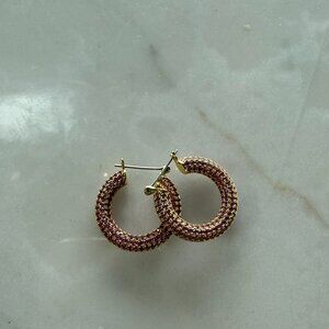 Luv Aj Pave Baby Amalfi Hoops- Pink- Gold
